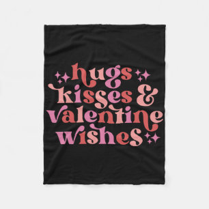 Hugs Kisses And Valentine Wishes Funny Valentine's Fleece Blanket