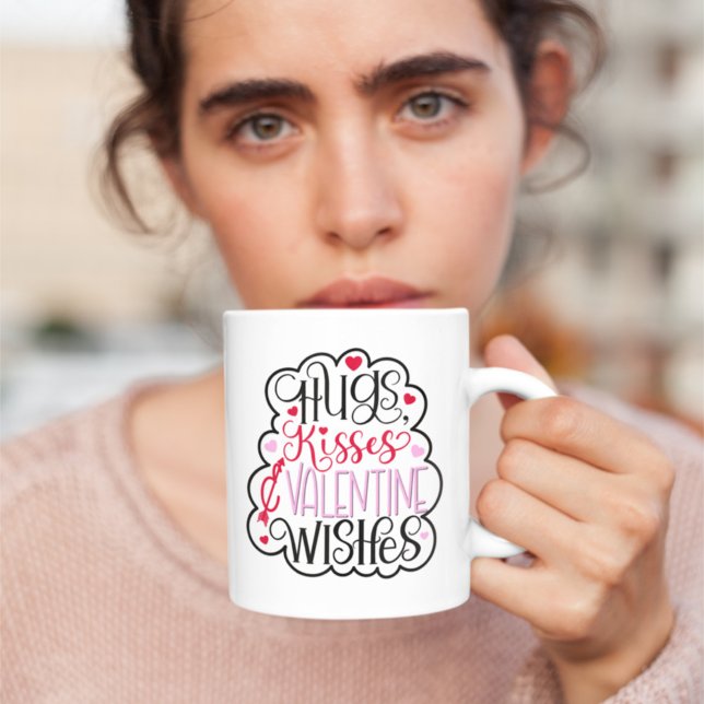 Hugs, kisses and Valentine Wishes, Hearts, Love 2  Coffee Mug (Creator Uploaded)