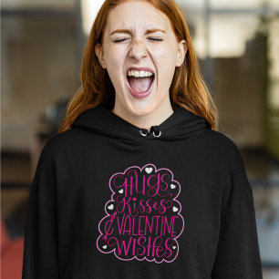 Hugs, kisses and Valentine Wishes, Hearts, Love Hoodie