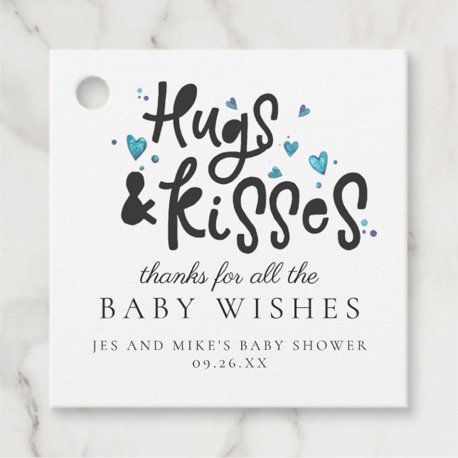 Hugs & Kisses | Baby Shower Favour Tag (Front)