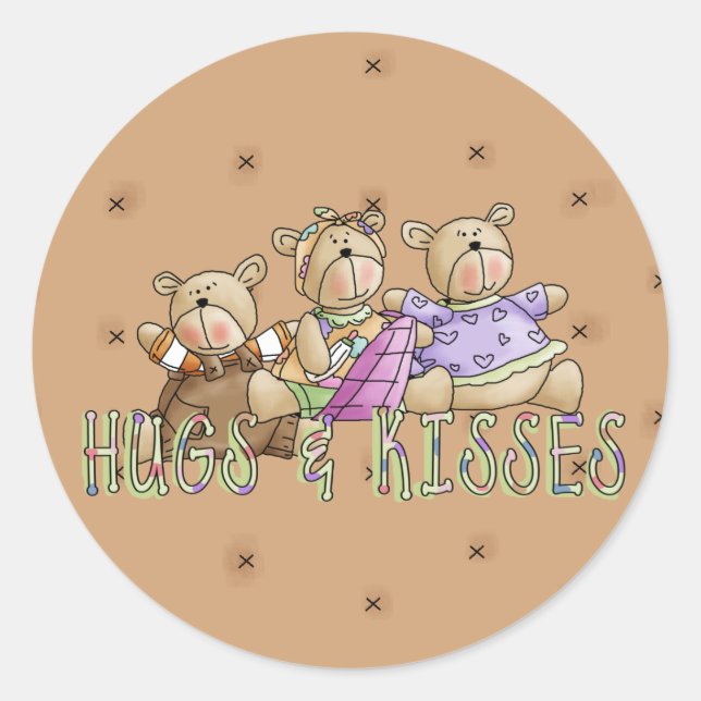 Hugs & Kisses Classic Round Sticker (Front)