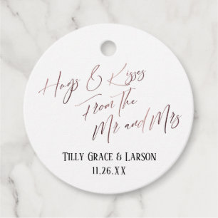 Hugs & Kisses from the Mr and Mrs Rose Gold Favour Tags