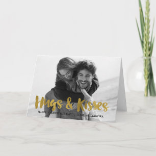 Hugs & Kisses Gold Foil Valentine's Day Holiday Card