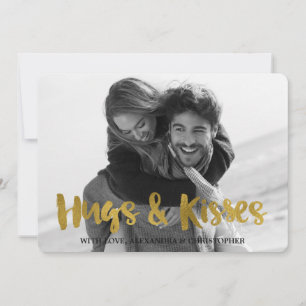 Hugs & Kisses Gold Foil Valentine's Day Photo Holiday Card