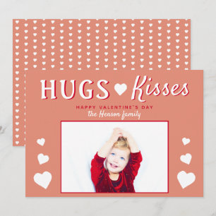 Hugs & Kisses Heart Valentine`s Day Photo Card