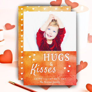 Hugs & Kisses Heart Valentine`s Day Photo Card
