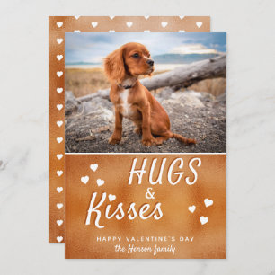 Hugs & Kisses Heart Valentine`s Day Photo Holiday Card