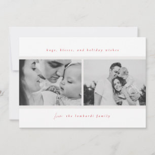 Hugs, Kisses, Holiday Wishes Red Announcement