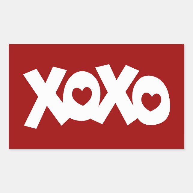 Hugs & Kisses Love & Hearts Rectangular Sticker (Front)