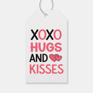 Hugs Kisses Love Valentines Pink Black Wedding  Gift Tags