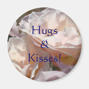 Hugs & Kisses! magnet gifts Pink Rose Flowers