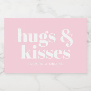 Hugs & kisses pink white modern bold typography food label