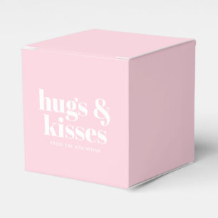 Hugs & Kisses pink white modern typography custom Favour Box
