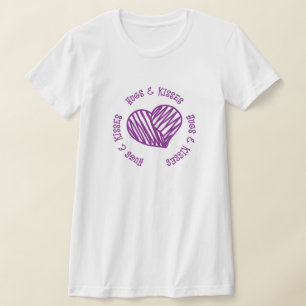 HUGS & KISSES PURPLE- Valentine Heart Gift T-Shirt