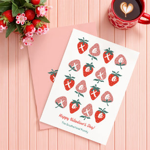 Hugs & Kisses Red Strawberry Valentines Day Cards