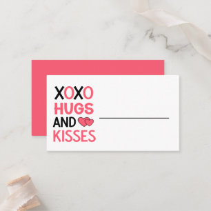 Hugs Kisses Romantic Wedding Pink Bridal Shower Place Card