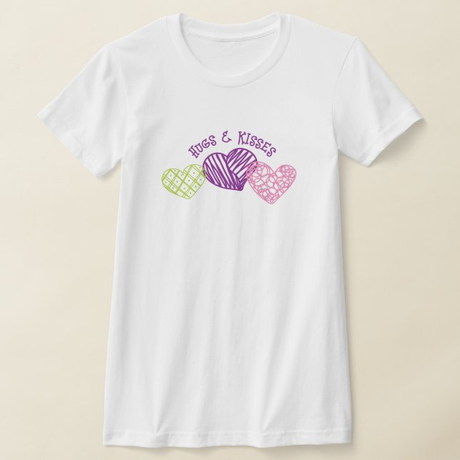 HUGS & KISSES Scribbly Hearts Valentine Gift  T-Shirt (Laydown)