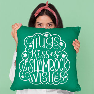 Hugs, Kisses & Shamrock Wishes St. Patrick’s Day  Cushion