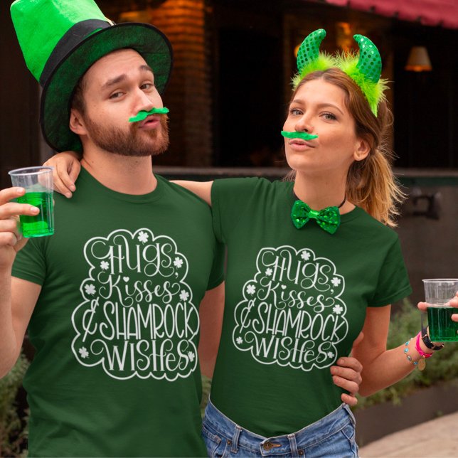 Hugs, Kisses & Shamrock Wishes St. Patrick’s Day  T-Shirt (Creator Uploaded)