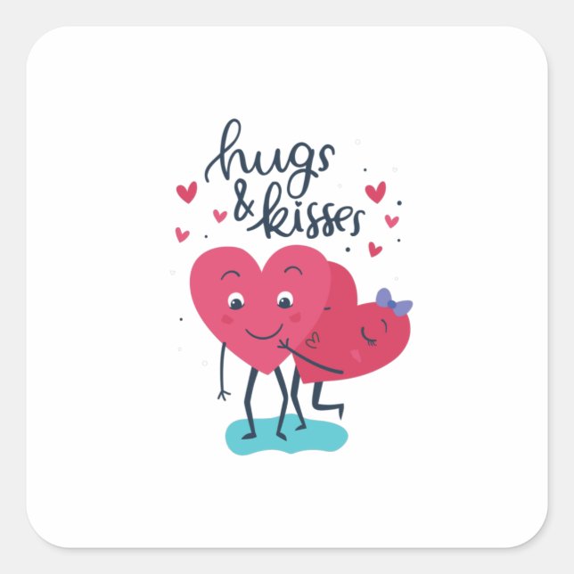 Hugs & Kisses Square Sticker (Front)