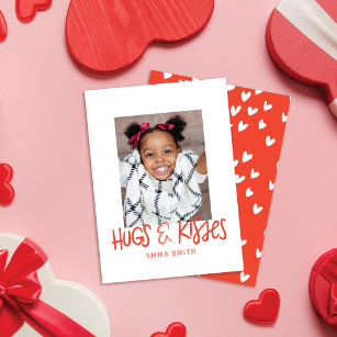 Hugs & Kisses Valentine's Classroom Photo Card