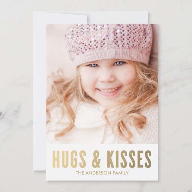 Hugs & Kisses | Valentine's Day Photo Card (Front)