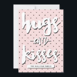 Hugs & Kisses | Valentine's Day Photo Card<br><div class="desc">Customisable Valentine's day featuring pink and black polka dots pattern and modern typography.</div>