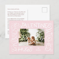 "Hugs & Kisses & Valentine's Wishes" Hand Lettered