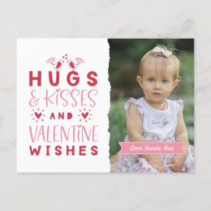 Hugs & Kisses & Valentine's Wishes Holiday Postcard