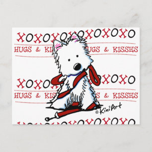 Hugs & Kisses Westie Postcard