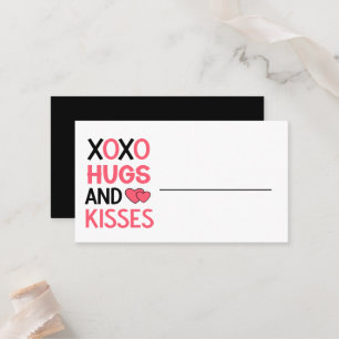 Hugs Kisses XOXO Bridal Shower Black Wedding Place Card