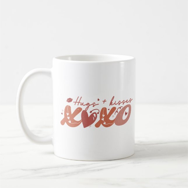 Hugs Kisses XOXO Coffee Mug (Left)