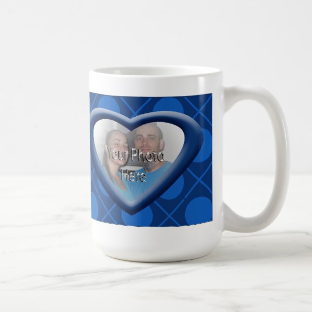 Hugs & Kisses XOXO Heart Photo Mug Blue (Right)
