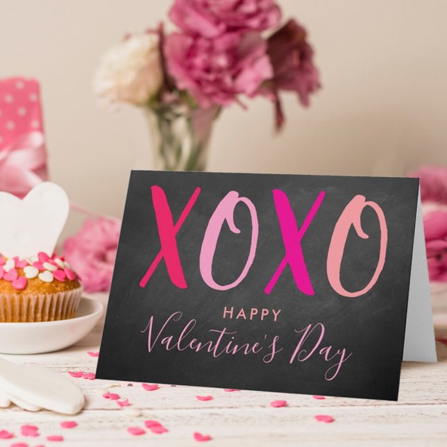 Hugs & Kisses (XOXO) Modern Valentine's Day Holiday Card (Creator Uploaded)
