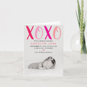 Hugs & Kisses (XOXO) Photo Birth Announcement