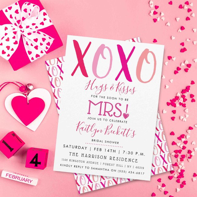 Hugs & Kisses (XOXO) Valentine's Day Bridal Shower Invitation (Creator Uploaded)
