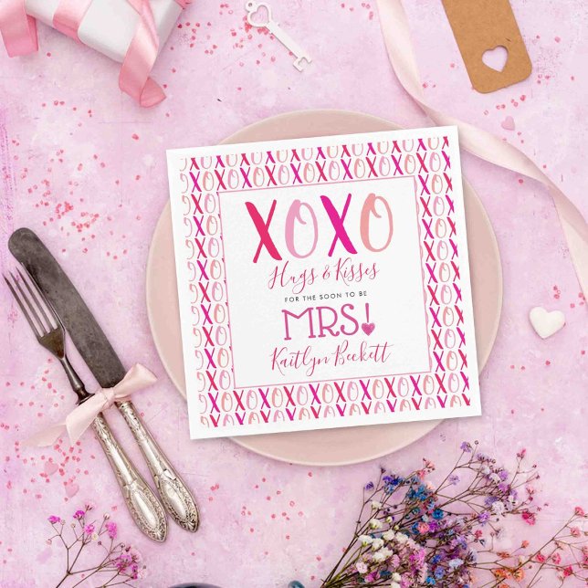 Hugs & Kisses (XOXO) Valentine's Day Bridal Shower Napkin (Creator Uploaded)