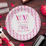 Hugs & Kisses (XOXO) Valentine's Day Bridal Shower Paper Plate<br><div class="desc">Celebrate in style with these modern and very trendy bridal shower or wedding paper plates. This design is easy to personalise with your special event wording and your guests will be thrilled when they see these fabulous plates. Matching items can be found in the collection.</div>