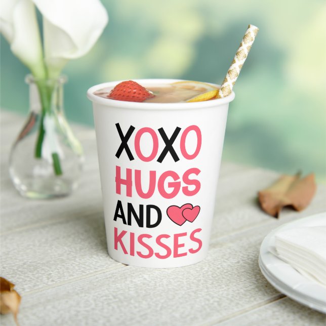 Hugs Kisses XOXO  Wedding Party Bridal Shower Paper Cups (Insitu)