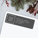 Hugs Love and Joy Stylish Christmas Charcoal Grey Return Address Label<br><div class="desc">Simple, stylish, trendy christmas return address labels with modern minimal typography quote "Hugs Love & Joy" in white with a clean simple white border. The address and greeting can be easily customised for a personal touch. A bold, minimalist and contemporary christmas design with charcoal grey feature colour to stand out...</div>