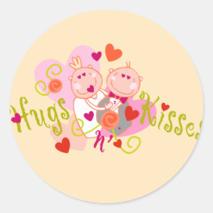 Hugs n' Kisses Valentine Classic Round Sticker