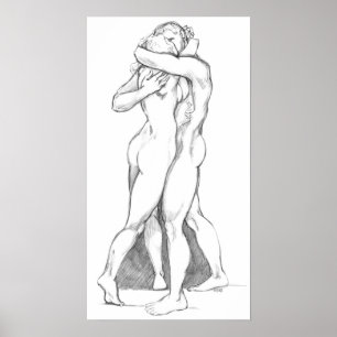 Hugs Poster Loving Embrace Hug Figure Drawing