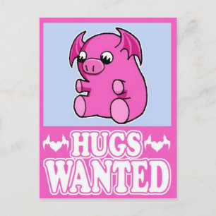 Hugs Wanted Postcard