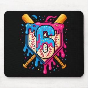 Hugvyn 6th Birthday Baseball Ice Cream Drip Number Mouse Pad