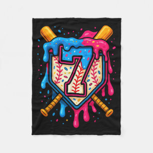 Hugvyn 7th Birthday Baseball Ice Cream Drip Number Fleece Blanket