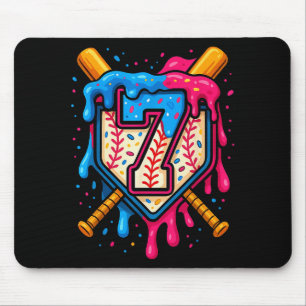 Hugvyn 7th Birthday Baseball Ice Cream Drip Number Mouse Pad