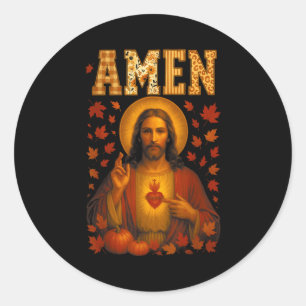 Hugvyn Amen Fall Jesus Christian Bible Verses Than Classic Round Sticker