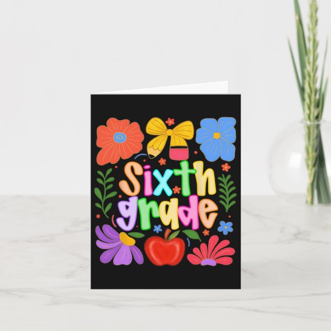 Hugvyn Back To School Sixth Grade Preppy Teacher K Card (Front)