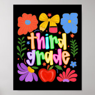 Hugvyn Back To School Third Grade Preppy Teacher K Poster