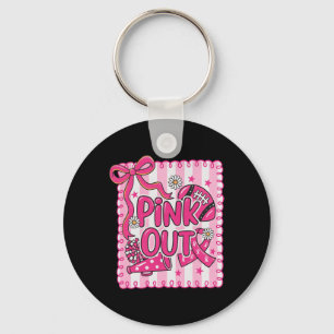 Hugvyn Breast Cancer Pink Out Footbyll Bow Pink Ch Key Ring